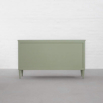 Vodrohome solid wood side board with six drawers – sage green chest of drawer with 6 drawers - SUMMER GARDEN CHEST OF DRAWERS 137x41x79 CM  SB#003 - vodrohome