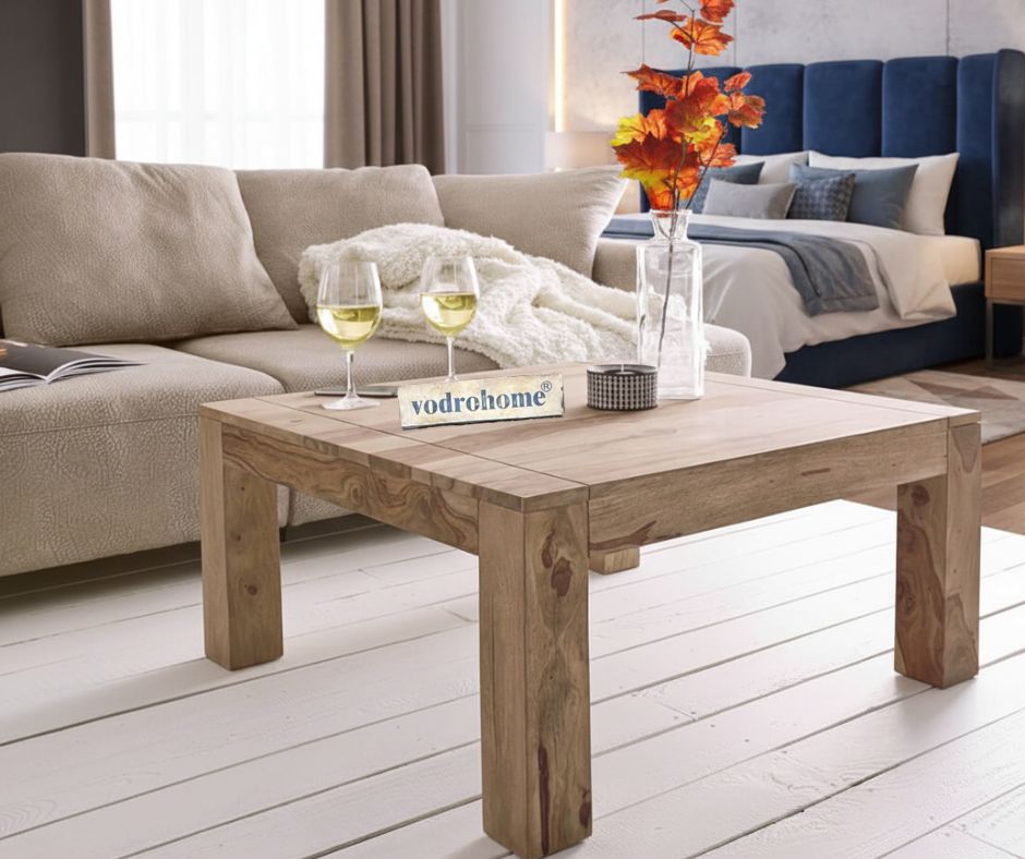 vodrohome solid sheesham wood centre table - premium designer square coffee table for home and office table C#017