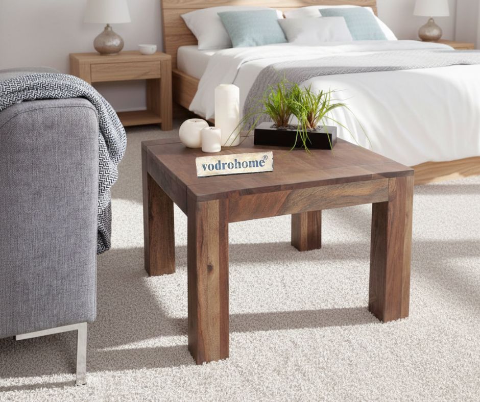 vodrohome solid sheesham wood centre table - premium designer square coffee table for home and office table C#017