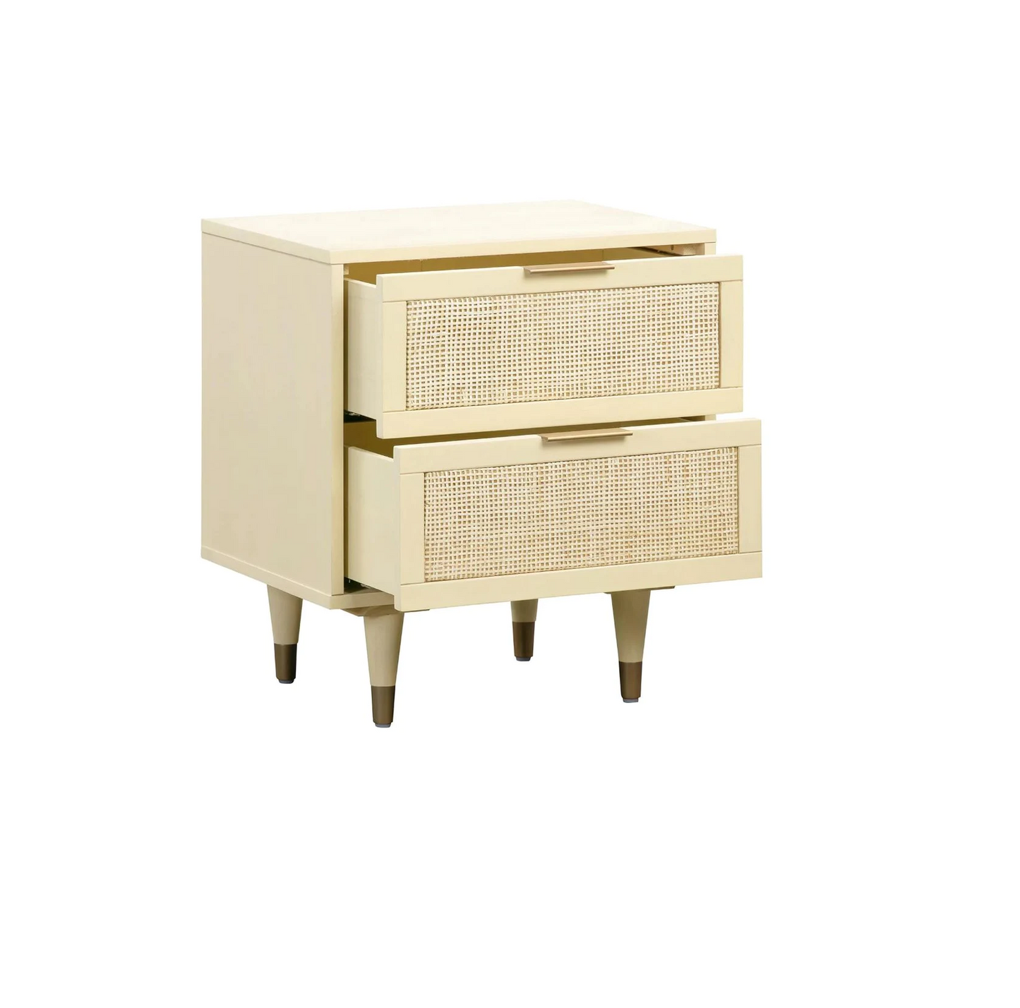 Vodrohome Solid wood rattan bedside table - two drawers bed side end table 50x43x56cm  S#006