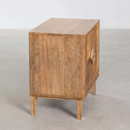 Vodrohome solid mango wood bedside table with boho-chic style natural finish 50x35x50 cm S#026 - vodrohome