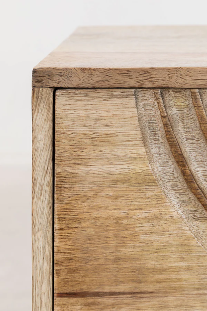 Vodrohome solid mango wood bedside table with boho style natural finish with two boxy drawers 51x38x70 cm S#027 - vodrohome