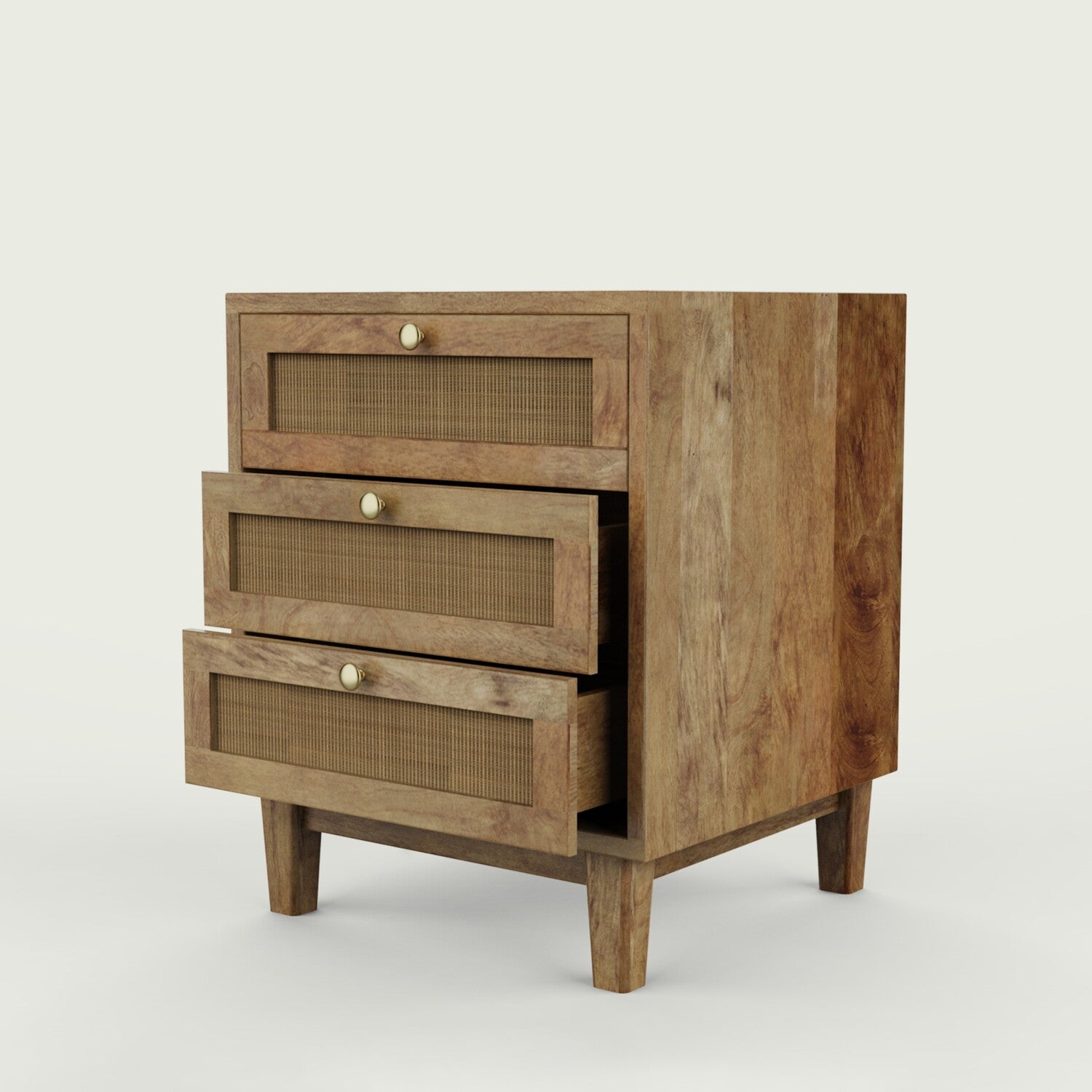 Vodrohome Solid wood rattan night stand table - three drawers bed side table night stand 47x50x62 cm  S#029 - vodrohome