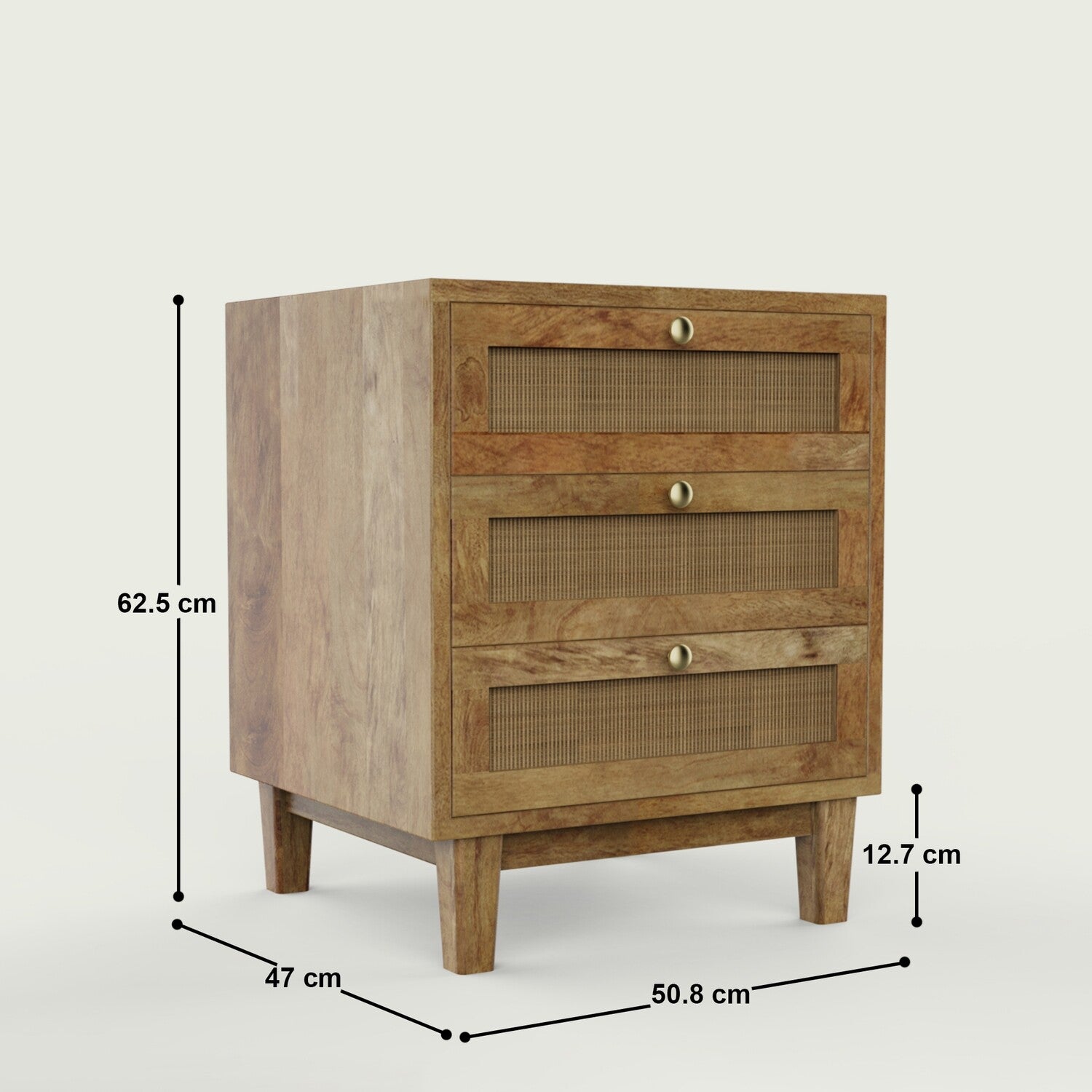 Vodrohome Solid wood rattan night stand table - three drawers bed side table night stand 47x50x62 cm  S#029 - vodrohome