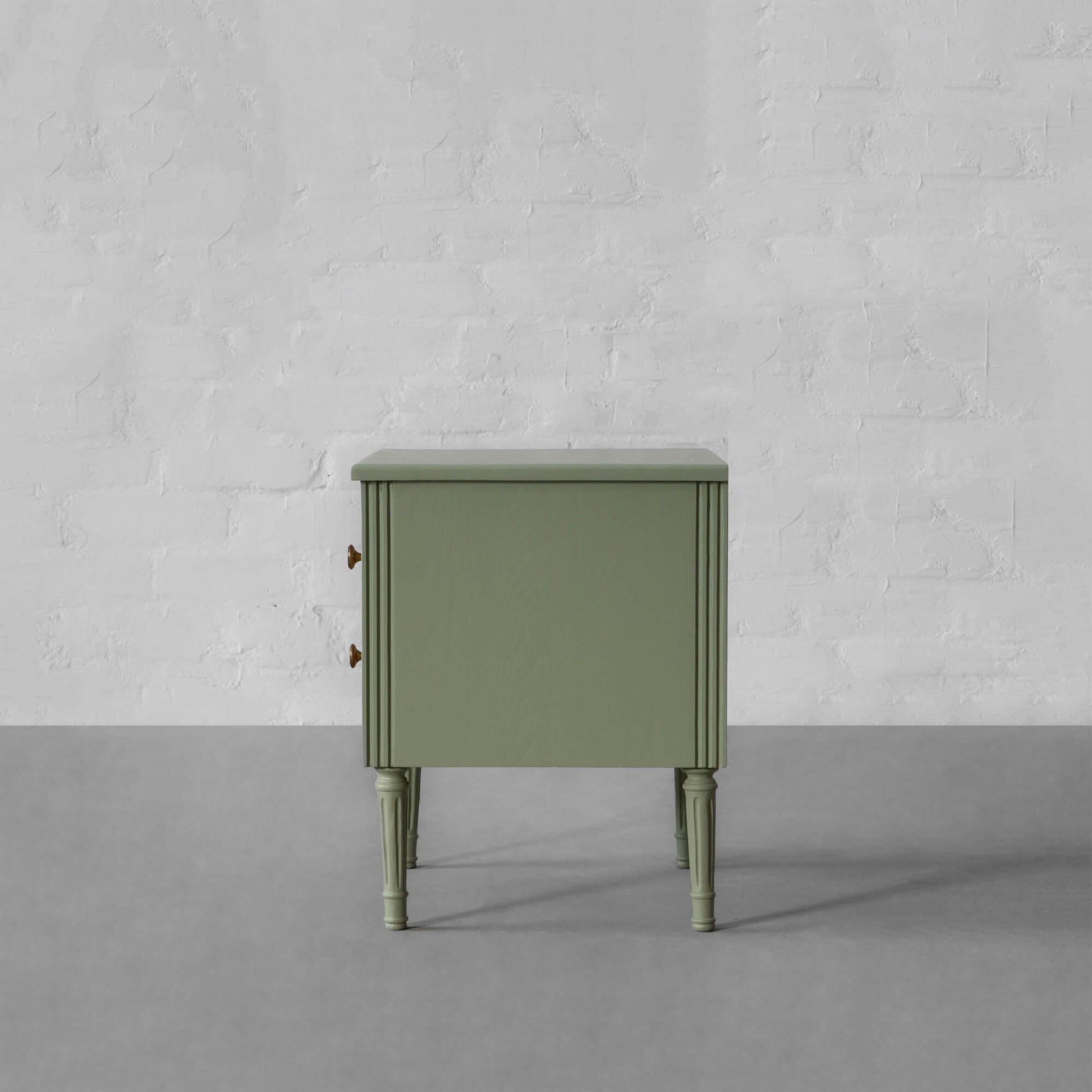 Vodrohome solid wood rattan night stand table sage green - two drawers bed side table night stand 48x41x51 cm  S#034 - vodrohome