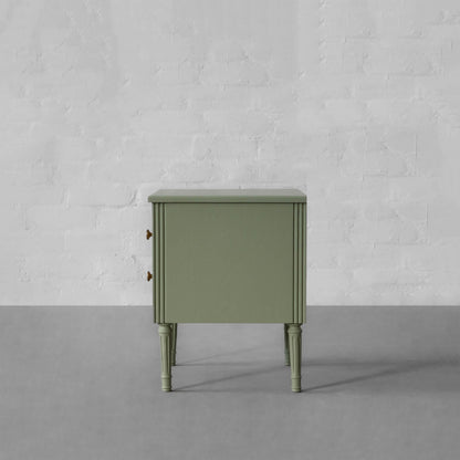 Vodrohome solid wood rattan night stand table sage green - two drawers bed side table night stand 48x41x51 cm  S#034 - vodrohome