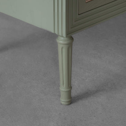 Vodrohome solid wood rattan night stand table sage green - two drawers bed side table night stand 48x41x51 cm  S#034 - vodrohome
