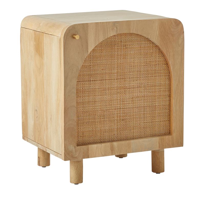 Vodrohome mango wood rattan bedside table with Shelf – Hawamahal collection cane side table  50x40x60 cm S#057