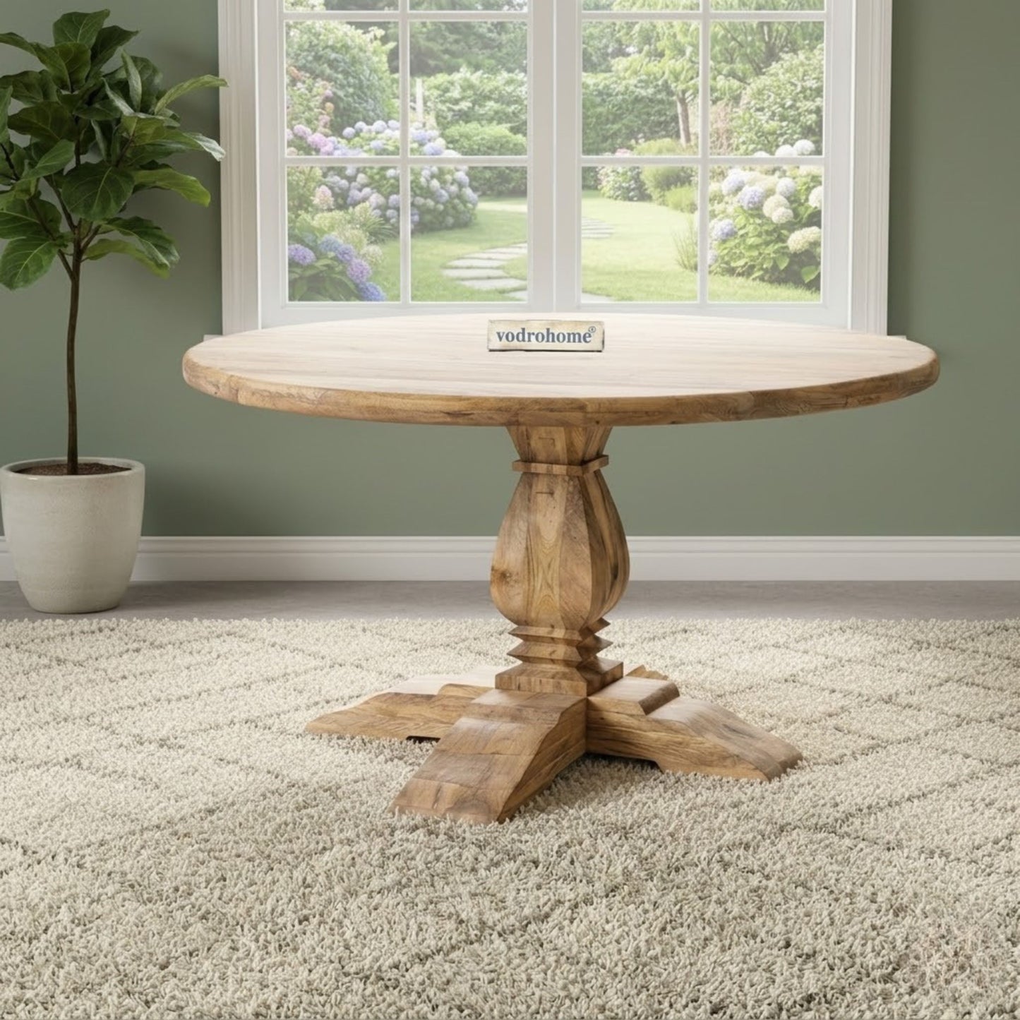 Solid Mango Wood 6 Seater Round Dining Table 140 X 140 X78h Cms C#002