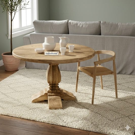 Solid Mango Wood French style Round Dining Table 75 X 75 X78h Cms C#003