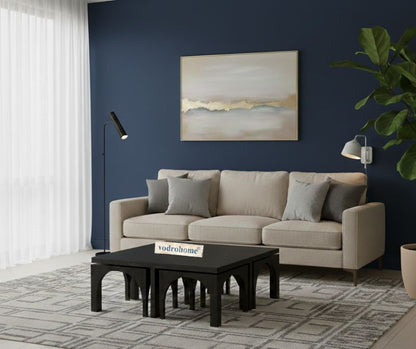 vodrohome block design coffee table with nesting stools – square center table with unique look for office and living room C#024