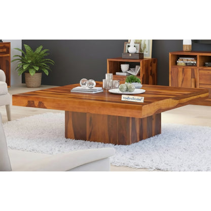 vodrohome solid sheesham wood centre table - premium designer square coffee table for home and office - large square pedestal coffee table C#005