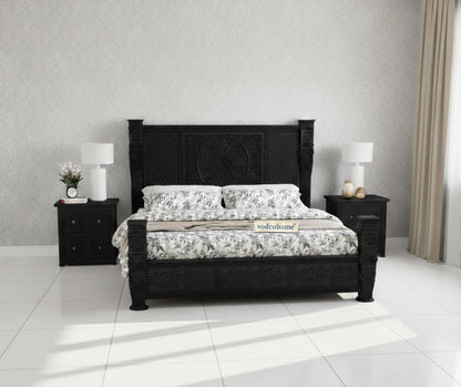 Vodrohome Mewar Black Deco Carved Bed B#007 Variation