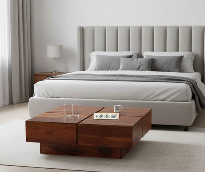 vodrohome Sheesham Wood Square Coffee Table for Living Room Teak Finish – Pedestal Tea table Hall Teapoy Sofa Matching Centre Table Stylish C#008