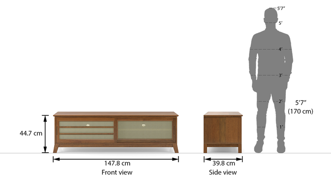 Vodrohome tv unit cabinet with sliding door compartment walnut – solid mango wood tvc – tv consol table in modern style cm TV#020 - vodrohome