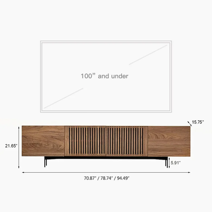 Vodrohome modern tv unit cabinet with 8 compartments – solid acacia wood tvc in walnut finish – tv consol table TV#006 - vodrohome