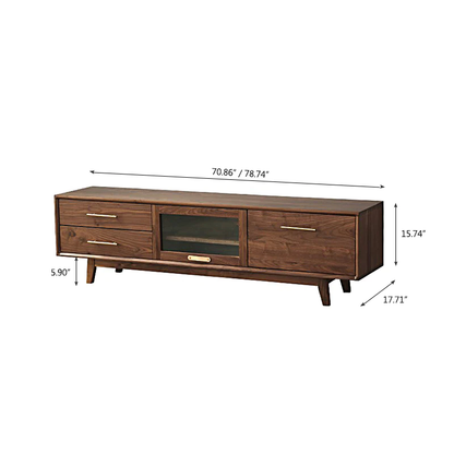 Vodrohome modern tv unit cabinet walnut finish – solid acacia wood tvc with Flip-Up Doors – tv consol table with set up box shelf  TV#010 - vodrohome