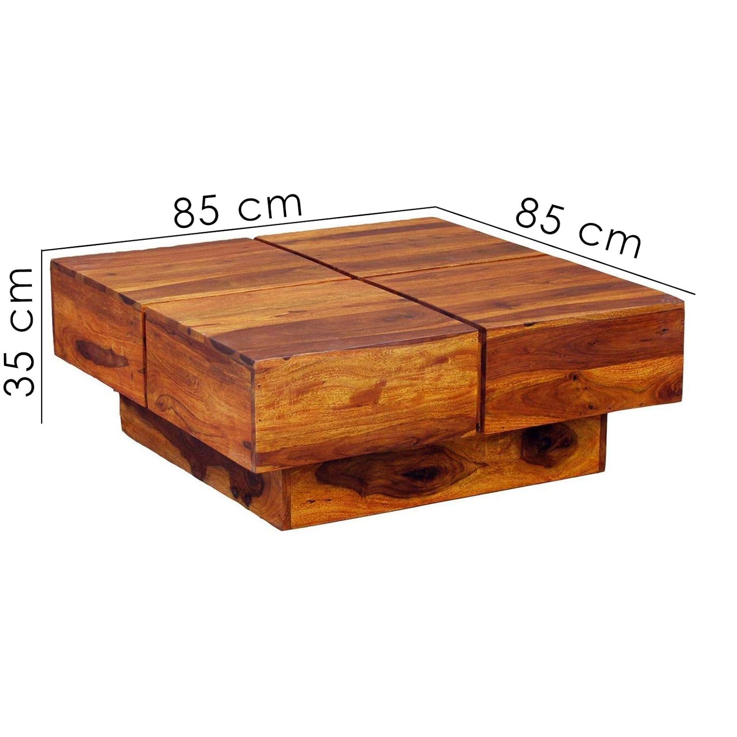 Vodrohome Sheesham Wood Square Coffee Table for Living Room Teak Finish – Pedestal Tea table Hall Teapoy Sofa Matching Centre Table Stylish C#008 - vodrohome