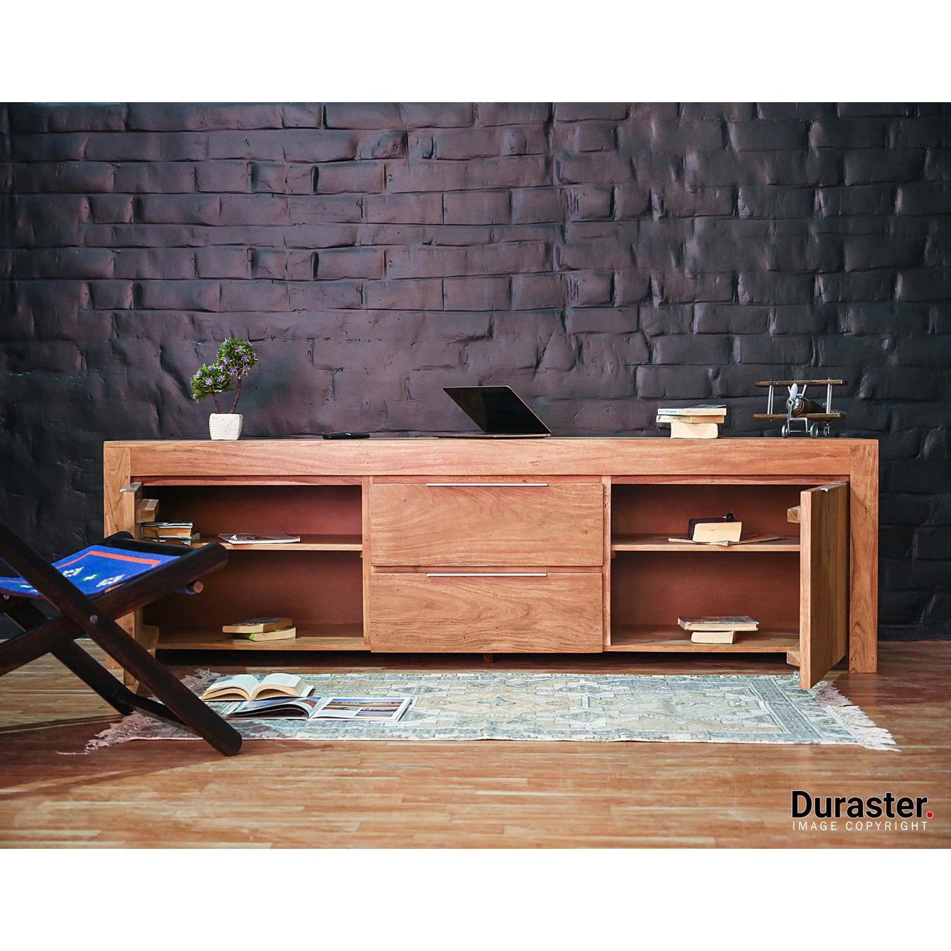 Vodrohome Accacia Wood / Sheesham Wood Tv unit consol with storage - Tv Cabinet Entertainment unit 203x 50.8 x 53 TV#026 - vodrohome