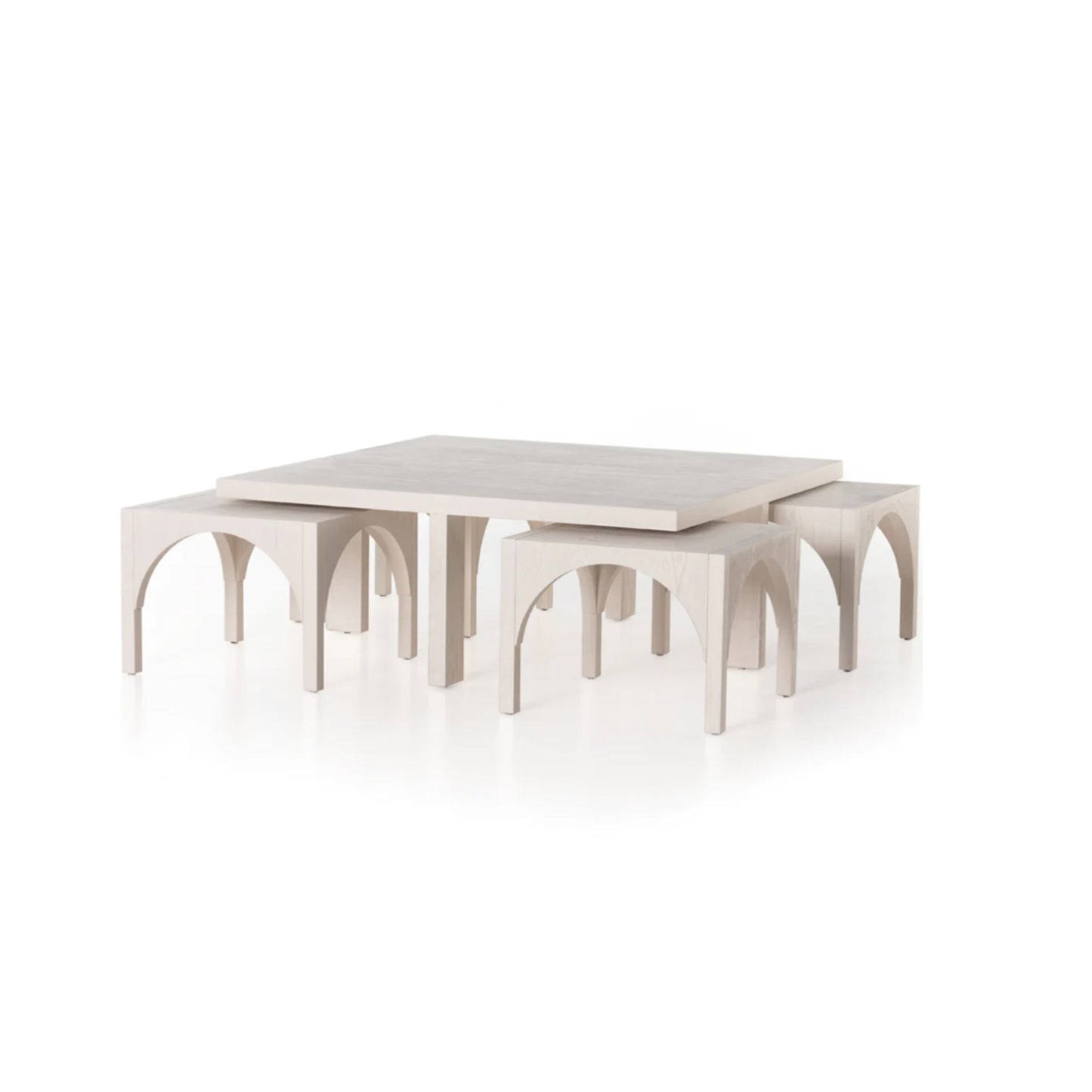 Vodrohome block design coffee table with nesting stools – square center table with unique look for office and living room C#024 - vodrohome