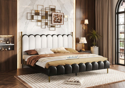 Vodrohome Sisley upholstered bed  –Solid wood cot waves bedbohemian style B#024