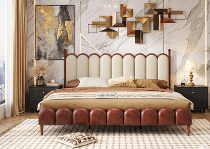 Vodrohome Sisley upholstered bed  –Solid wood cot waves bedbohemian style B#024