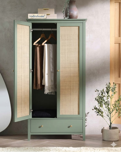 Vodrohome Woven Rattan Compact Double Closet wardrobe – almirah 93 W x 55 D x 185 H cm AB#003