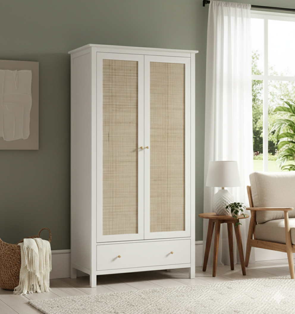 Vodrohome Woven Rattan Compact Double Closet wardrobe – almirah 93 W x 55 D x 185 H cm AB#003