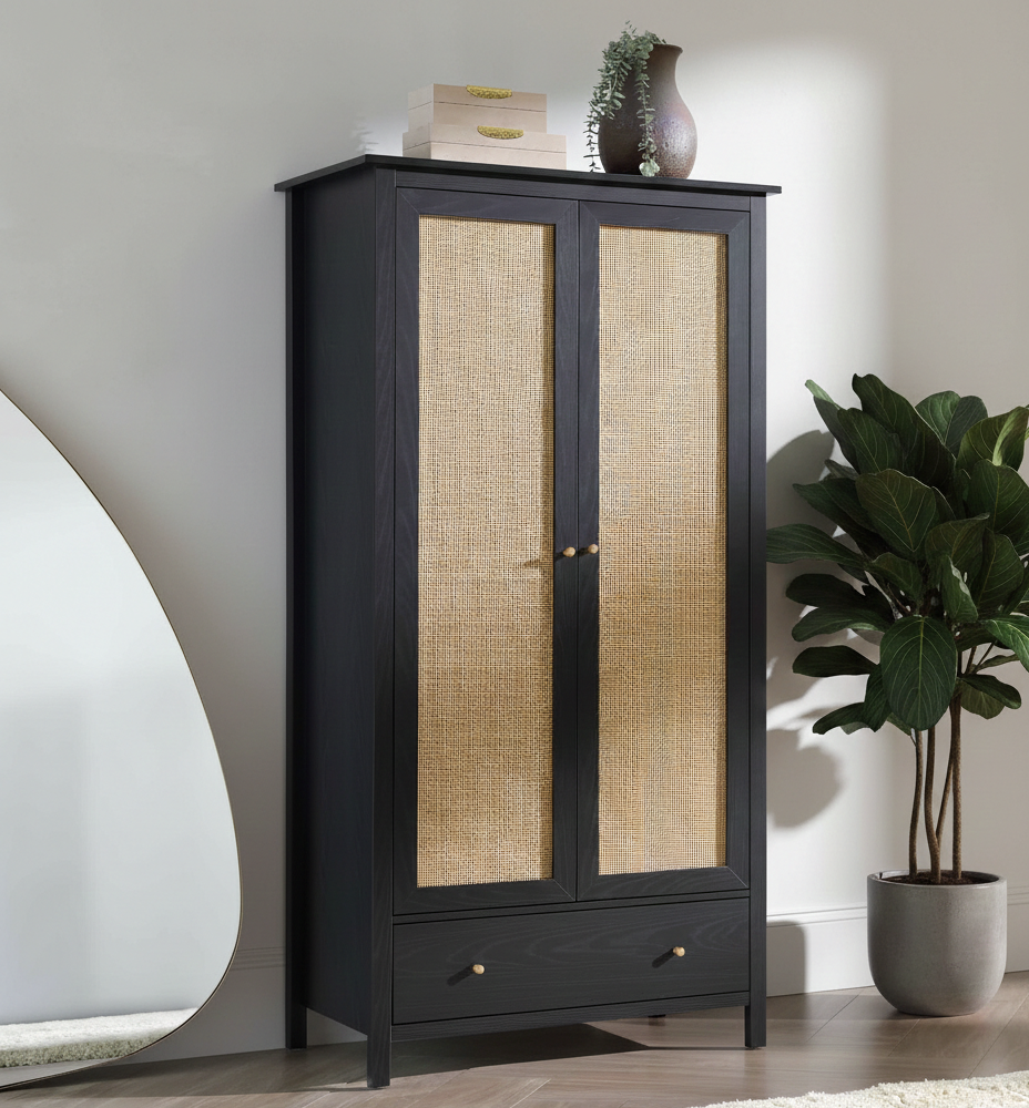 Vodrohome Woven Rattan Compact Double Closet wardrobe – almirah 93 W x 55 D x 185 H cm AB#003