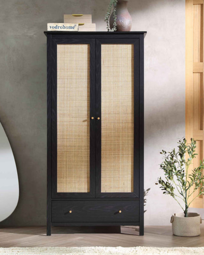 Vodrohome Woven Rattan Compact Double Closet wardrobe – almirah 93 W x 55 D x 185 H cm AB#003
