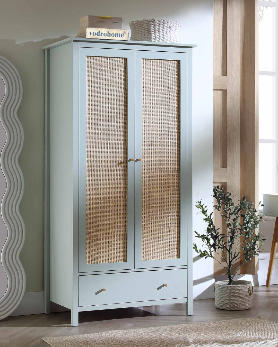 Vodrohome Woven Rattan Compact Double Closet wardrobe – almirah 93 W x 55 D x 185 H cm AB#003