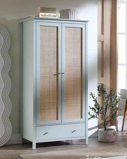 Vodrohome Woven Rattan Compact Double Closet wardrobe – almirah 93 W x 55 D x 185 H cm AB#003