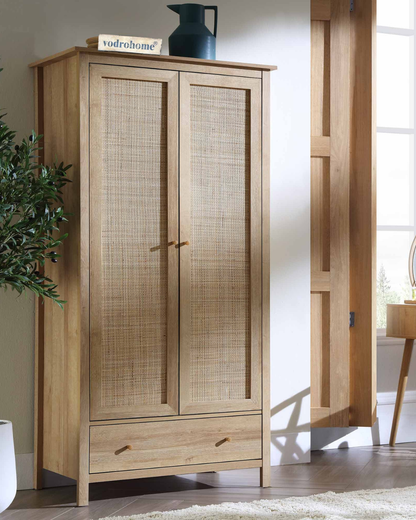 Vodrohome Woven Rattan Compact Double Closet wardrobe – almirah 93 W x 55 D x 185 H cm AB#003