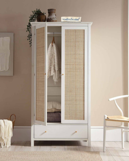 Vodrohome Woven Rattan Compact Double Closet wardrobe – almirah 93 W x 55 D x 185 H cm AB#003