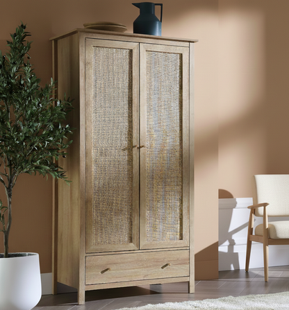 Vodrohome Woven Rattan Compact Double Closet wardrobe – almirah 93 W x 55 D x 185 H cm AB#003