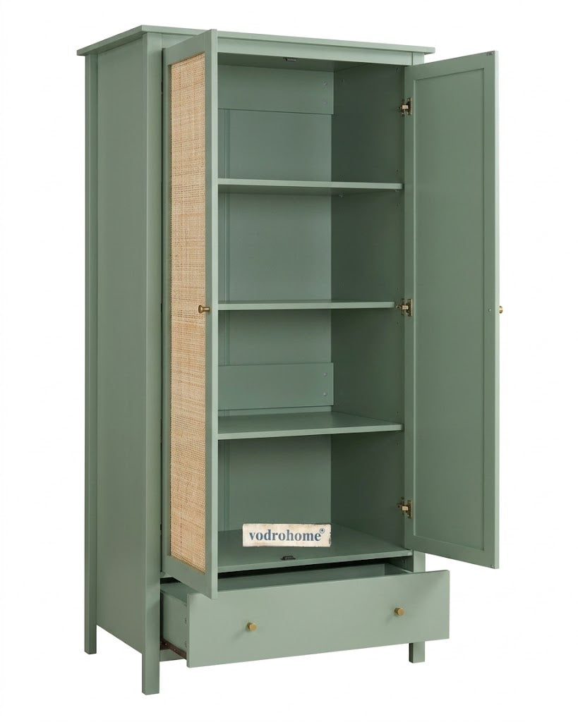 Vodrohome Woven Rattan Compact Double Closet wardrobe – almirah 93 W x 55 D x 185 H cm AB#003