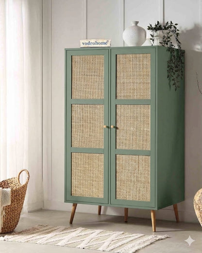 Vodrohome Woven Rattan Compact Double Closet wardrobe – almirah 80 W x 55 D x 139 H cm AB#002