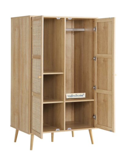 Vodrohome Woven Rattan Compact Double Closet wardrobe – almirah 80 W x 55 D x 139 H cm AB#002