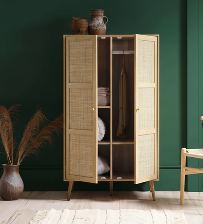 Vodrohome Woven Rattan Compact Double Closet wardrobe – almirah 80 W x 55 D x 139 H cm AB#002