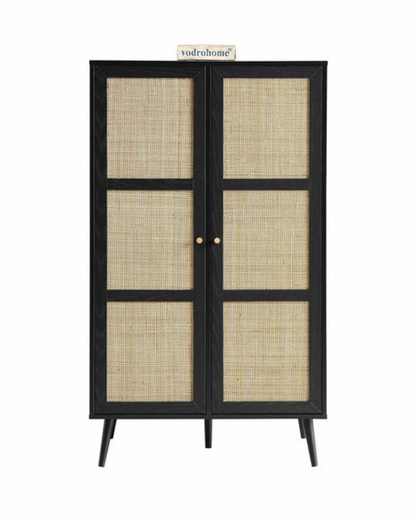 Vodrohome Woven Rattan Compact Double Closet wardrobe – almirah 80 W x 55 D x 139 H cm AB#002