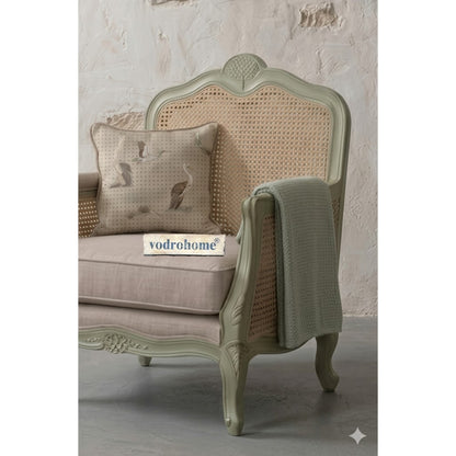 vodrohome single seater rattan cane sofa with wooden frame sage green finish-summer garden sofa SO#008
