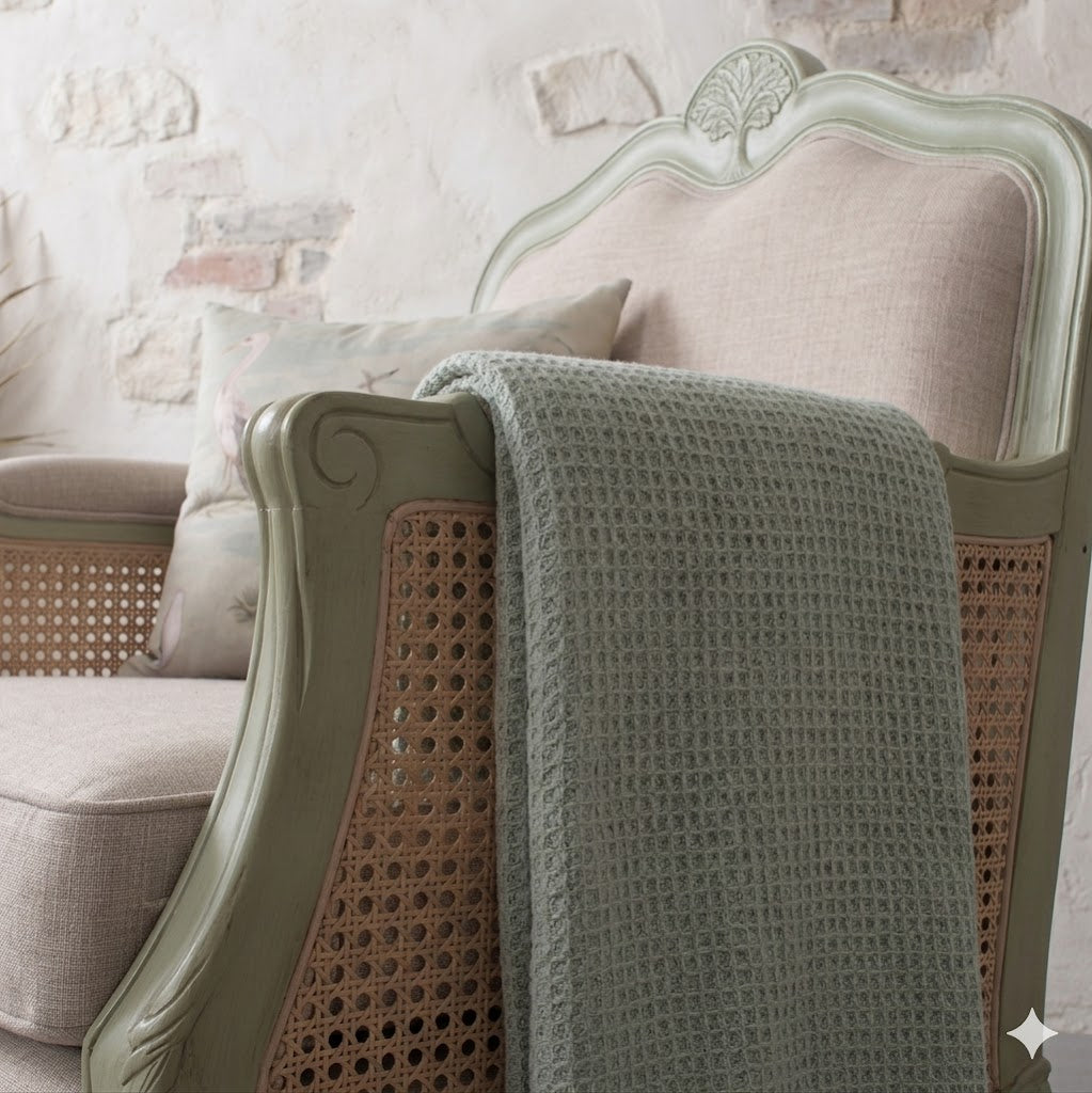 vodrohome single seater rattan cane sofa with wooden frame sage green finish-summer garden sofa SO#008