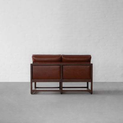 Vodrohome two seater sofa with metal frame with delicate curves | leatherette lounge sofa | sofa for living area SO#007