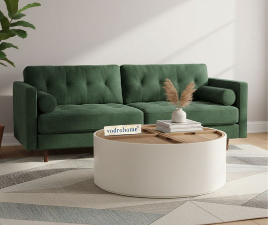 vodrohome Drum Coffee Table – Trunk center table with storage – solid Mango wood coffee table living room C#022