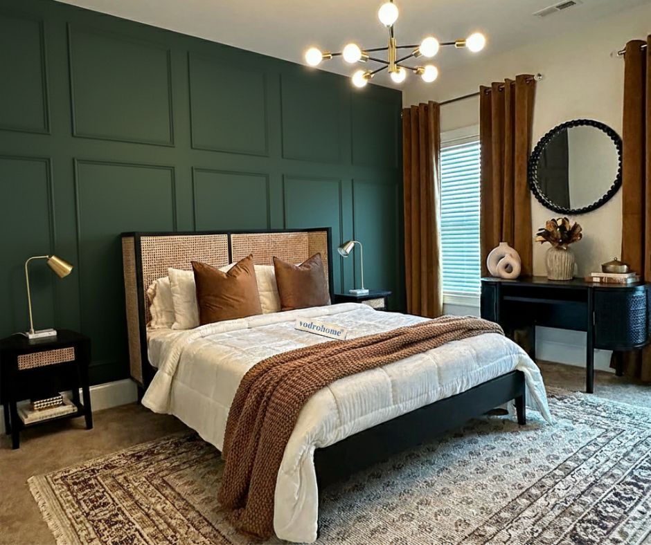 Vodrohome Mehrangarh Solid Mango wood Rattan(Cane) Bed With Wingback B#010