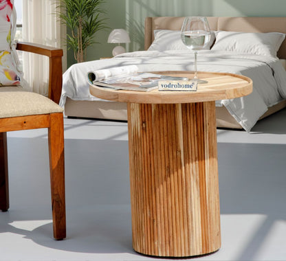 Vodrohome fluted table - sheesham wood side table with fluted base for living room – end table – sofa set end table classic S#037