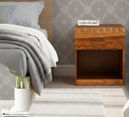 Vodrohome Sheesham wood bedside table with 1 drawers and an open compartment 45x40x50 cm  S#024
