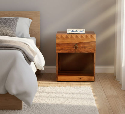 Vodrohome Sheesham wood bedside table with 1 drawers and an open compartment 45x40x50 cm  S#024
