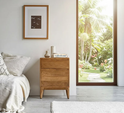 Vodrohome mango  wood elle bedside table – solid wood bedside with one drawer and one door 45x40x63cm  S#009