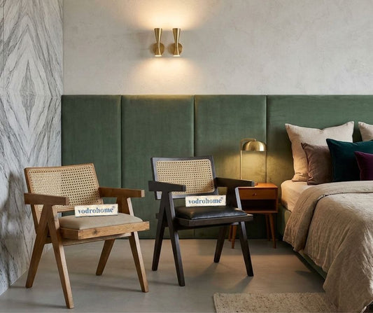 vodrohome wooden upholstered armchair – sheesham wood rattan cane dining chair , living chair CH#003